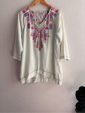 Soft Surroundings Mixteca Embroidered Tunic Size Medium